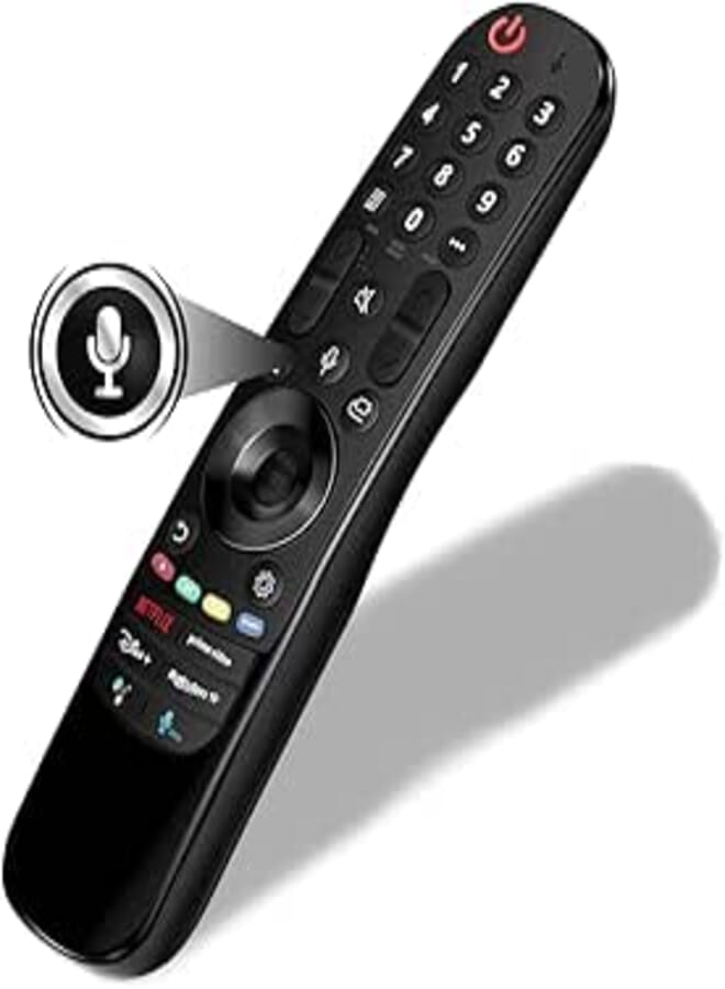 جهاز التحكم عن بُعد السحري العالمي من LG مع وظيفة المؤشر والصوت MR23GA MR22GA MR21GA | جهاز تحكم عن بُعد بديل متوافق مع نماذج التلفاز الذكي | مفاتيح الوصول السريع لـ Netflix وPrime Video وGoogle/Alexa